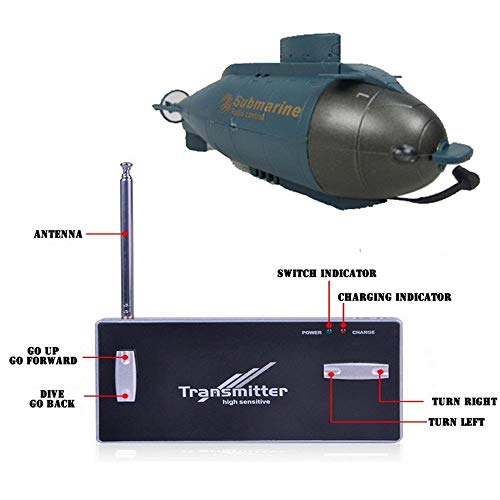 Lesgos Mini Remote Control Submarine Boat Nuclear Submarine RC Race Boat Ship Waterproof High Speed Driving Boat Toys for Kids, Black