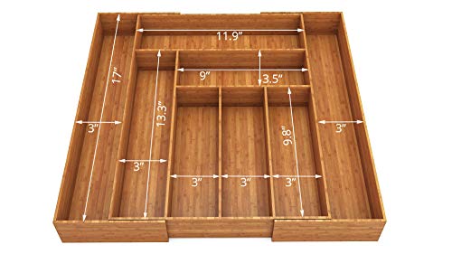 Miko Bamboo Expandable Kitchen Drawer Organizer - Multi Purpose - Cutlery Tray - Thumbnail 4