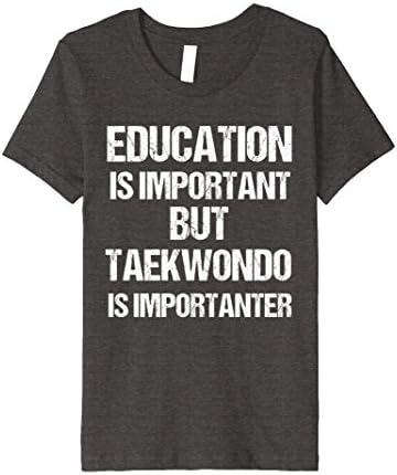Kids T-Shirt Funny Education Important But Taekwondo Importanter 12 Dark Heather
