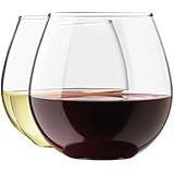 Zeppoli Wine Glass 4-Piece Set Stemless Clear Durable Glass