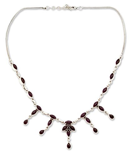 NOVICA Amethyst .925 Sterling Silver Waterfall Necklace, 16.5" 'Feminine Splendor'