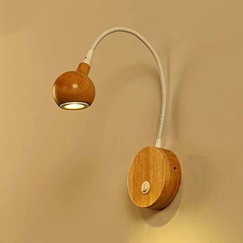 Wooden Reading Wall Lamp Wall Sconce SMD LED Nordic Modern Lighting Fixture Adjustable Book Bedroom Bedside Aisle Gooseneck Wall Light ( Color : White )