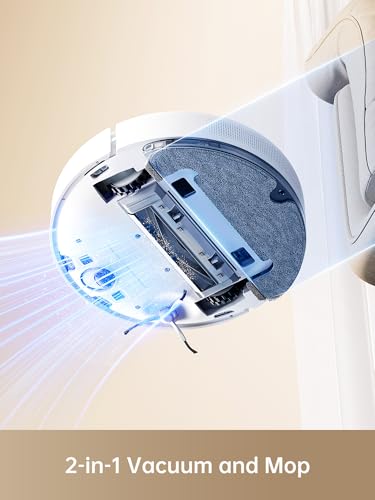 dreame D10 Plus Gen 2 Saugroboter mit Wischmopp, 6000Pa Saugkraft, LiDAR Navigation, Bis zu 90 Tage Freihändige Reinigung, Selbstladung & Entleerung,