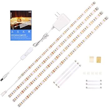 WOBANE LED Under Cabinet Lighting Kit,Flexible LED Ribbon Lights Bar,Under Counter Lights For Kitchen,Cupboard,Desk,Showcase,Shelf,6.6 Feet Rope Light Set,UL Listed,120 LED,1200lm,6000K White,4 Panel