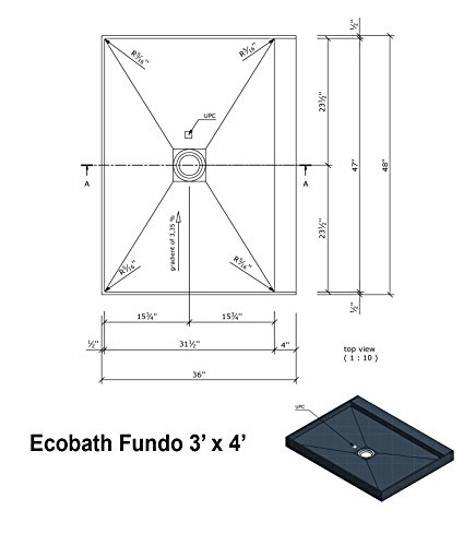 Wedi EcoBath 36" x 48" One-Step Shower Base Kit with Center Drain and Stainless Cover