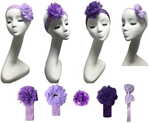 5-piece Baby Girl Purple Violet Headbands Cute Hair flowers Hair bands Handmade Newborn headband