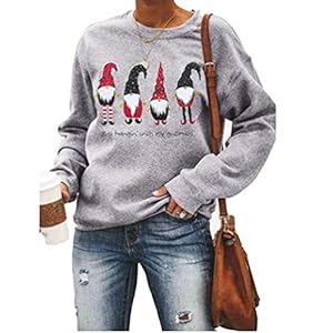 Women Long Sleeve Sweatshirt Christmas Sweater Women Round Neck Casual Fall Tops Tee Shirt Sweaters Pullover Fashion Printed Sweatshirts
