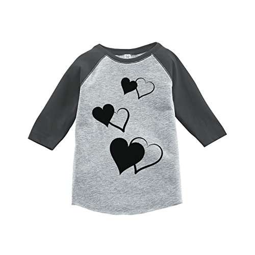 7 ate 9 Apparel Girl's Hearts Wedding Grey Raglan 5T