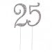 Ella Celebration 25 Cake Topper for 25th Birthday or Anniversary, Crystal Rhinestone Party Decoration Supplies (Silver)