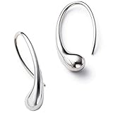 ANDI ROSE Fashion Jewelry Teardrop Drop Hoop 925 Sterling Silver Earrings for Women Girls (Large, 925 silver plated)
