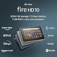 Fire HD 10 tablet, 10.1”, 1080p Full HD, 32 GB, latest model (2021 release), Denim