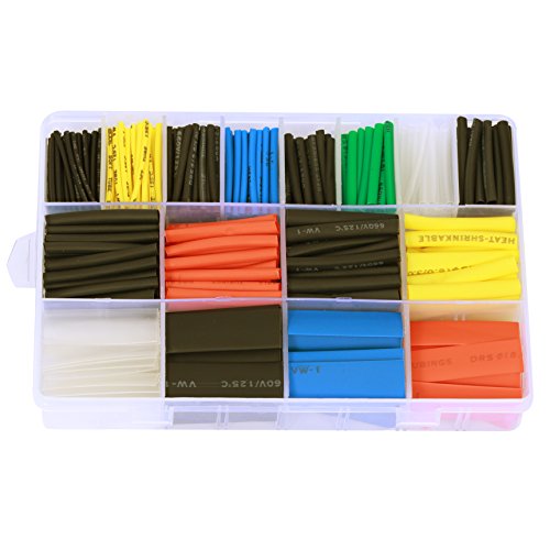 Ginsco 580 pcs 2:1 Heat Shrink Tube 6 Colors 11 Sizes Tubing Set Combo Assorted Sleeving Wrap Cable Wire Kit for DIY