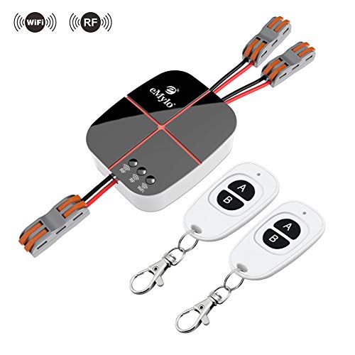 eMylo Smart Wifi Relay Switches Wireless 433Mhz RF Remote Control Light Switch Timer Controller For Household Appliance Compatible with Alexa, Google Home DC 5V-24V 2 Channels