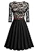 MISSMAY Women's Vintage Floral Lace Front Zipper 3/4 Sleeve Elegant Swing Dress Small Black