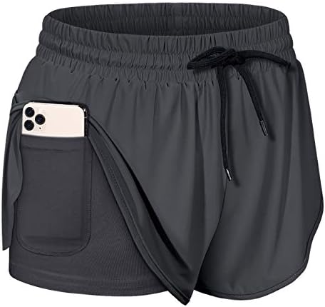 BLEVONH Women Drawstring Waist Athletic Running Shorts with Liner Inner Pocket