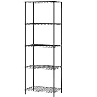 Home-Like 5-Tier Wire Shelving Metal Shelf Storage Rack Multipurpose Shelf Display Rack Freestanding Organizer Shelf 21"W x 14" D x 61"H (5-Tier, Black)