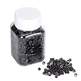 1000 Silicone Micro Link Rings 5mm Lined Beads Deadlocks for Hair Extensions Tool (#3 Dark Brown)