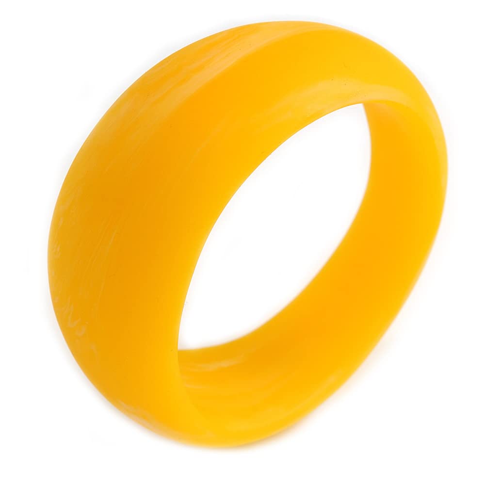 Avalaya Asymmetric Blurred Yellow/White Acrylic Bangle Bracelet Matte Finish - Medium Size