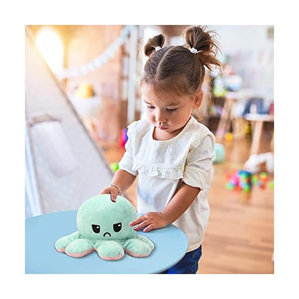 Weilisi Octopus Reversible Plushie Flippy Angry Octopus 20cm,Double-Sided Mood Octopus Plush Emotion Flip Octopus Toy…
