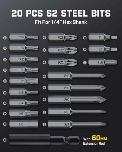 Fanttik S2 Pro Electric Screwdriver, Cordless Screwdriver Set, 7 Torque Settings, 0.5 to 6N.m, 20 Magnetic Bits, 1/4''Hex Shank, with 90° Angle Adapter, for Furniture, Household Repairs(Space Grey)