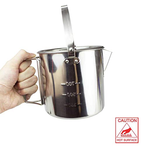 AITREASURE Camping Tea Kettle Stainless Steel Hiking Pot Portable 1.2L Coffee Pot with Handles and with Lids for Camping Hiking Picnic