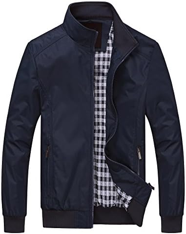 ROMINTON Men's Windproof Jacket Motorcycle Windbreaker Casual Business Jacket for Men