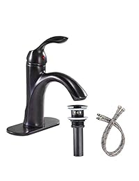 BWE Grifo monomando de latón para baño de níquel cepillado, Bronce