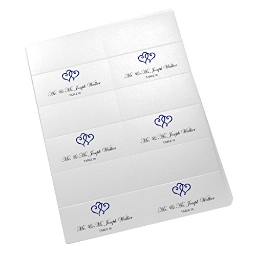 Documents and Designs Linked Hearts Easy Print Place Cards (Select Color/Quantity), Pearl White, Navy, Set of 75 (13 Sheets) - Thumbnail 4