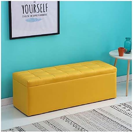 Bench Folding Chest Storage, Blanket Box Bench,Storage Square Chest Padded Footstool Foldable Pouffe Chair Bed End Bench Shoe Bench Children Toy Box Stool (Color : Yellow, Size : 40 * 40 * 40cm)