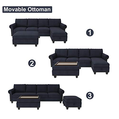Nolany Convertible Sectional Sofa L Shape Couch with Storage Reversible