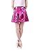 HDE Women's Solid Color Metallic Flared Pleated Club Skater Skirt Hot Pink - M