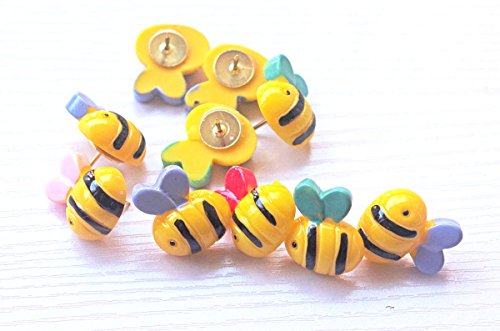 10 Pcs Bumble Bee Push Pins Bulletin Board Bee Shape Thumb Tacks
