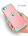 Hocase Compatible with iPod 6th/5th Generation Case, 3 in 1 Heavy Duty Shock Absorbent Silicone Hard Plastic Full Body Protective Case - Pink/Teal Green