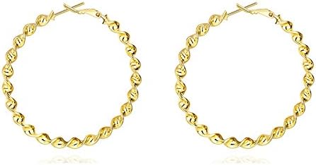 STRIPES Big Circle Twisted Medium Round Hoop Earrings For Women/Girls