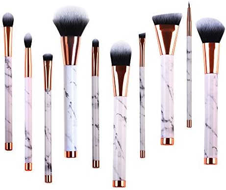 Makeup Brushes Set, 10pcs Professional Marble Makeup Brushes with Blush Foundation Highliter Brush, Eeyshadow Concealer Eyeliner Lip Brush, Face Travel Make Up Brushes Cosmetic Tool