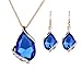 Ezing Women Crystal Pendant Gold Plated Chain Necklace Earring Jewelry Set