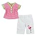 2 Pc.18 Inch Doll Clothing Striped Doll Shirt & Flamingo Capri's American Doll Clothes Outfit, Fits American Girl Dolls, Striped Shirt/Flamingo Capri Set