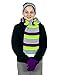 Girl's 3 Piece Knit Hat, Scarf & Gloves Set (Purple-Neon Yellow), OSFM