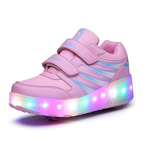 Ufatansy Uforme Kids Wheelies Lightweight Fashion Sneakers LED Light Up Shoes Single Wheel Double Wheels Roller Skate Shoes