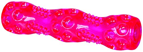 TRIXIE Stick dog toy with squeaker, 18 cm, made of thermoplastic rubber, perfect for fetching, orange - 33653