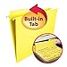 Smead FasTab Hanging File Folder, 1/3-Cut Built-in Tab, Letter Size, Yellow, 20 Count (64097)