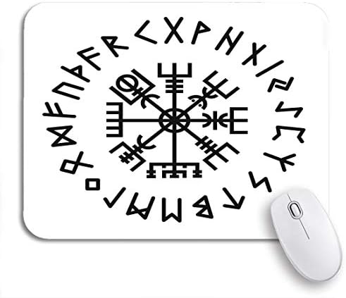 Ninehasa 可愛いマウスパッド Norse Vegvisir Rune Abstract Algiz Amulet Celtics Collection Creative Nonslipゴムバッキング