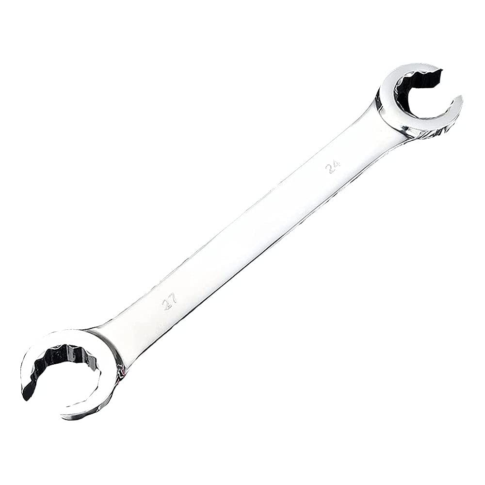 Flare Nut Spanner 1PCS Double End Open Ring Spanner Brake Pipe Spanner Metric for Home and Auto Repairing (24x27mm)