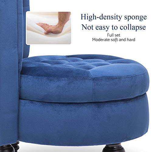 High Back Accent Chair, Velvet Throne Chair Chair with Storage for
