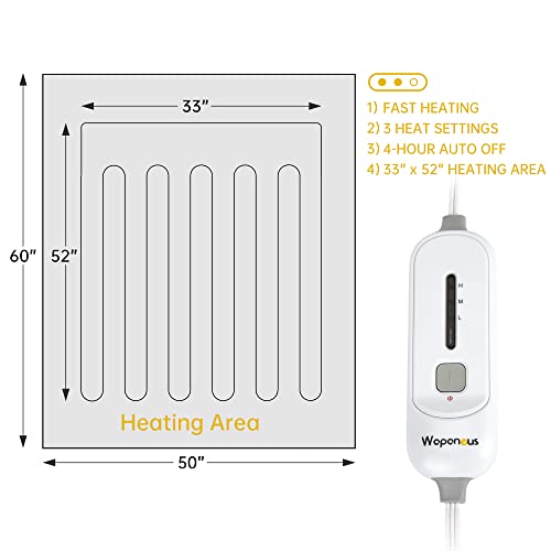 Wapaneus Foot Pocket Heated Blanket Electric Throw with 3 Heating