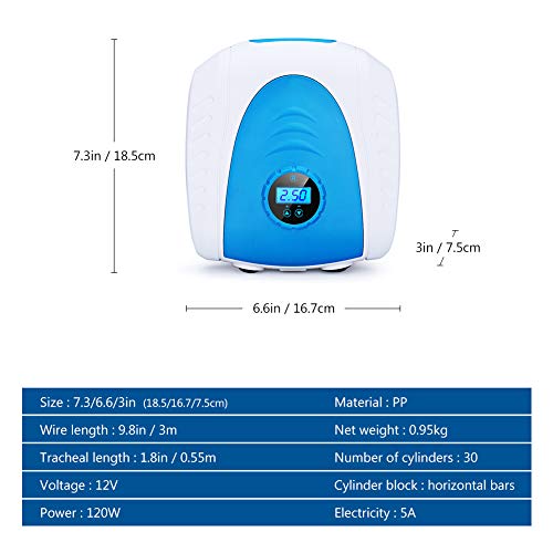 Multi-Funcion Mini Car Air Pump for Car Tires with LED Light Digital Air Pump for Commercial Vehicles, Motorcycles, Bicycles, Balls, Inflatable Cushions, Kayaks-Blue
