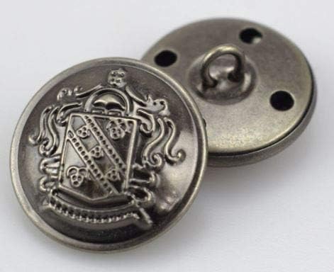 Tuzech 10 Pcs Metal Buttons for Jeans Coat Jacket Buttons Sewing Clothing Buttons in Various Size (Ancient Silver, 25mm)