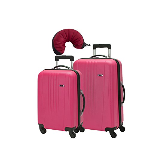 Skyway Nimbus 2.0 | 3-Piece Set | 20" and 24" Expandable Spinners, Travel Pillow (Raspberry)