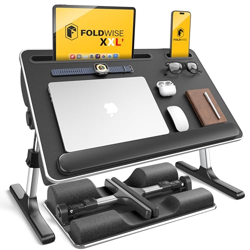 FoldWise 2-in-1 Bed & Lap Desk with Soft Cushion, Adjustable Height &