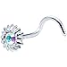 Body Candy Steel 925 Silver Aurora Flower Nose Stud Ring Created with Swarovski Crystals 22 Gauge 3/16
